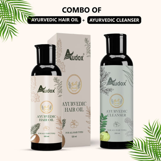 Audox Ayurvedic Hair Oil – 120ml + Ayurvedic Hair Cleanser - 200ml 🍃