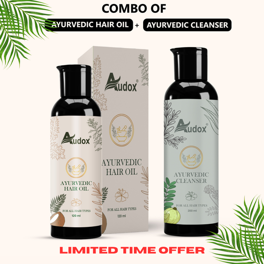 Audox Ayurvedic Hair Oil – 120ml + Ayurvedic Hair Cleanser - 200ml 🍃