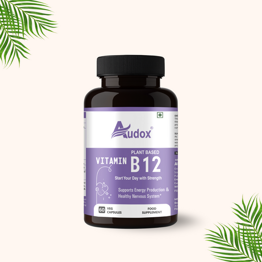 Audox Plant-Based Vitamin B12 – Energy, Brain & Immunity Support (60 Veg Capsules)
